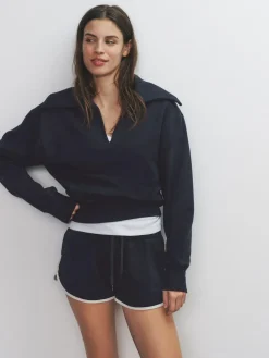 The Set 2 Pack Trophy Neck Long Sleeve Sweat Tops Navy/Cream^Women Hoodies & Sweatshirts