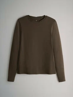 The Set 3 Pack Twist Neck Long Sleeve T-Shirts Chocolate Brown/Taupe Brown/Cream^Women Tops & T-Shirts