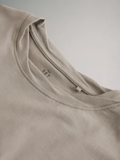 The Set 3 Pack Twist Neck Long Sleeve T-Shirts Chocolate Brown/Taupe Brown/Cream^Women Tops & T-Shirts