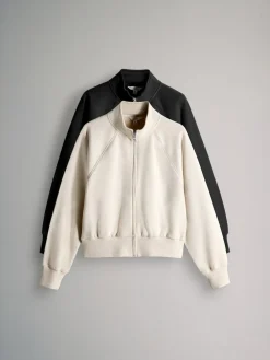 Outlet The Set 2 Pack Zip Cropped Funnel Neck Jackets Black/Stone