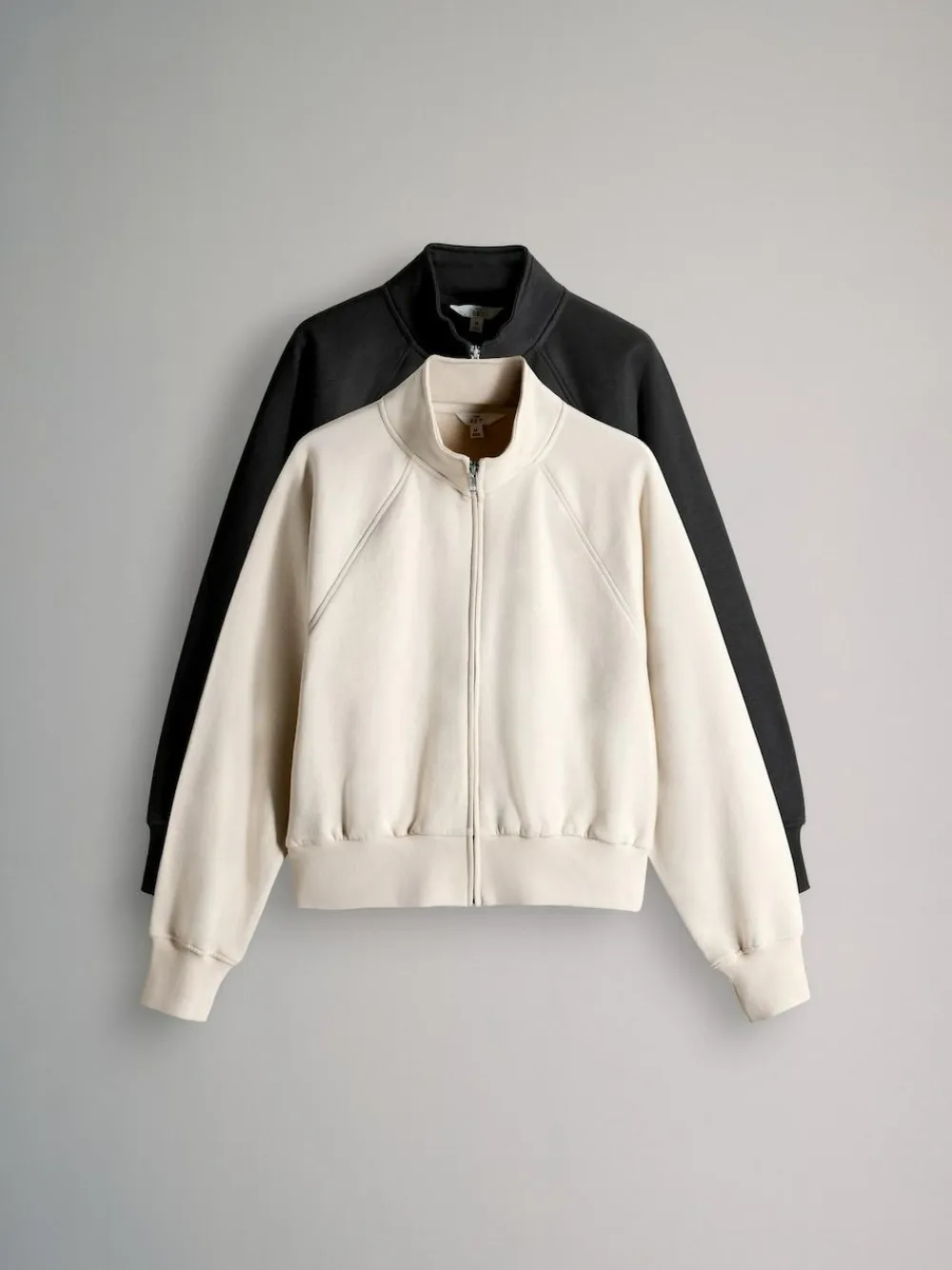 Outlet The Set 2 Pack Zip Cropped Funnel Neck Jackets Black/Stone