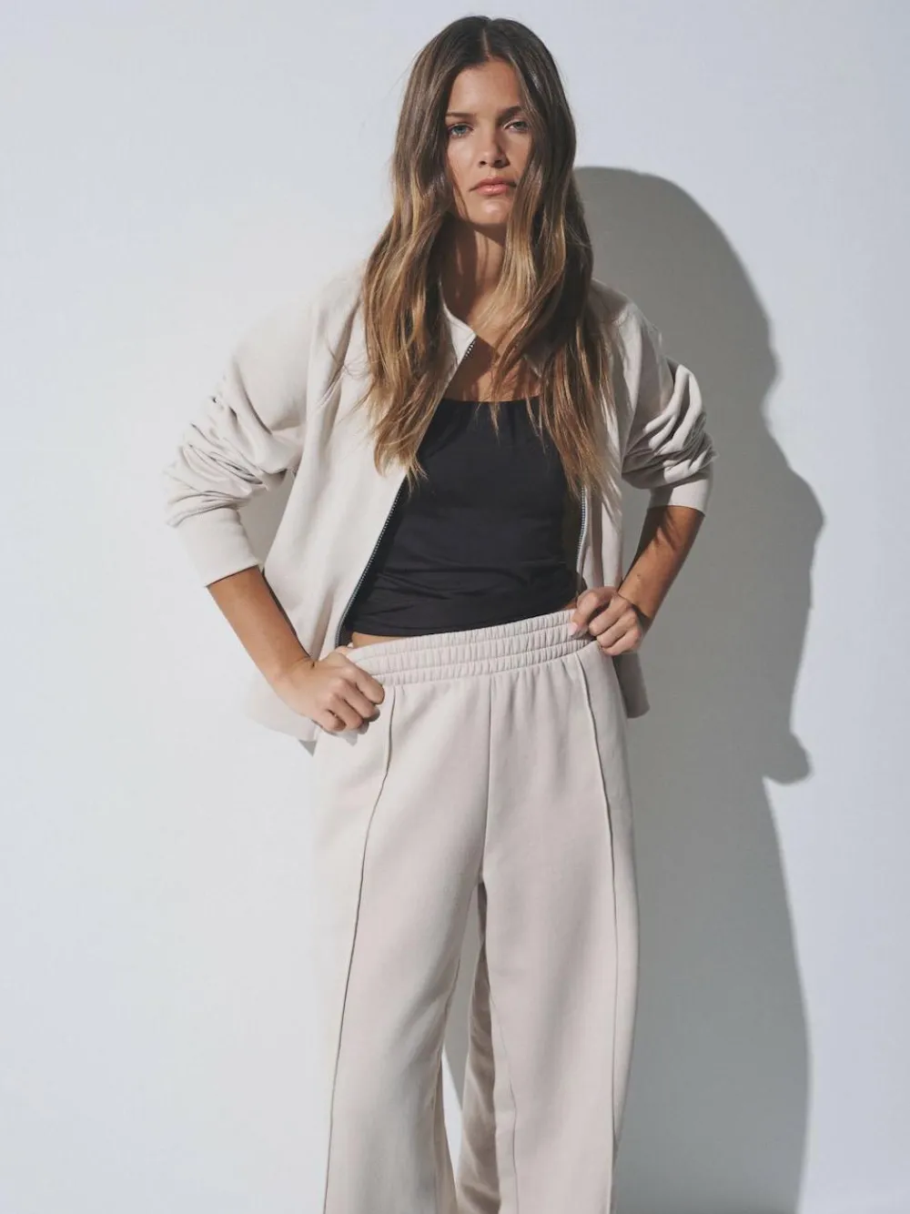 Outlet The Set 2 Pack Zip Cropped Funnel Neck Jackets Black/Stone