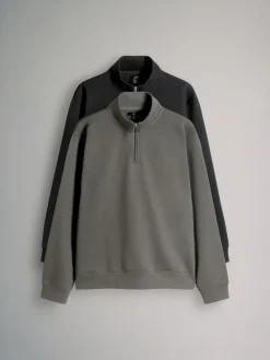 Online The Set 2 Pack Zip Neck Sweatshirts Black/Grey