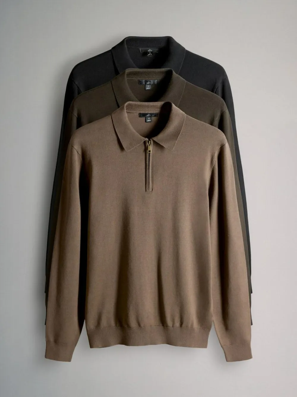 The Set Black/Brown 3 Pack Quarter Zip Neck Jumper^ Knitwear|Knitwear