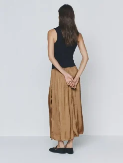The Set Jersey Satin Mix Dress Brown^Women Maxi Dresses