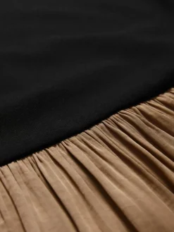 The Set Jersey Satin Mix Dress Brown^Women Maxi Dresses
