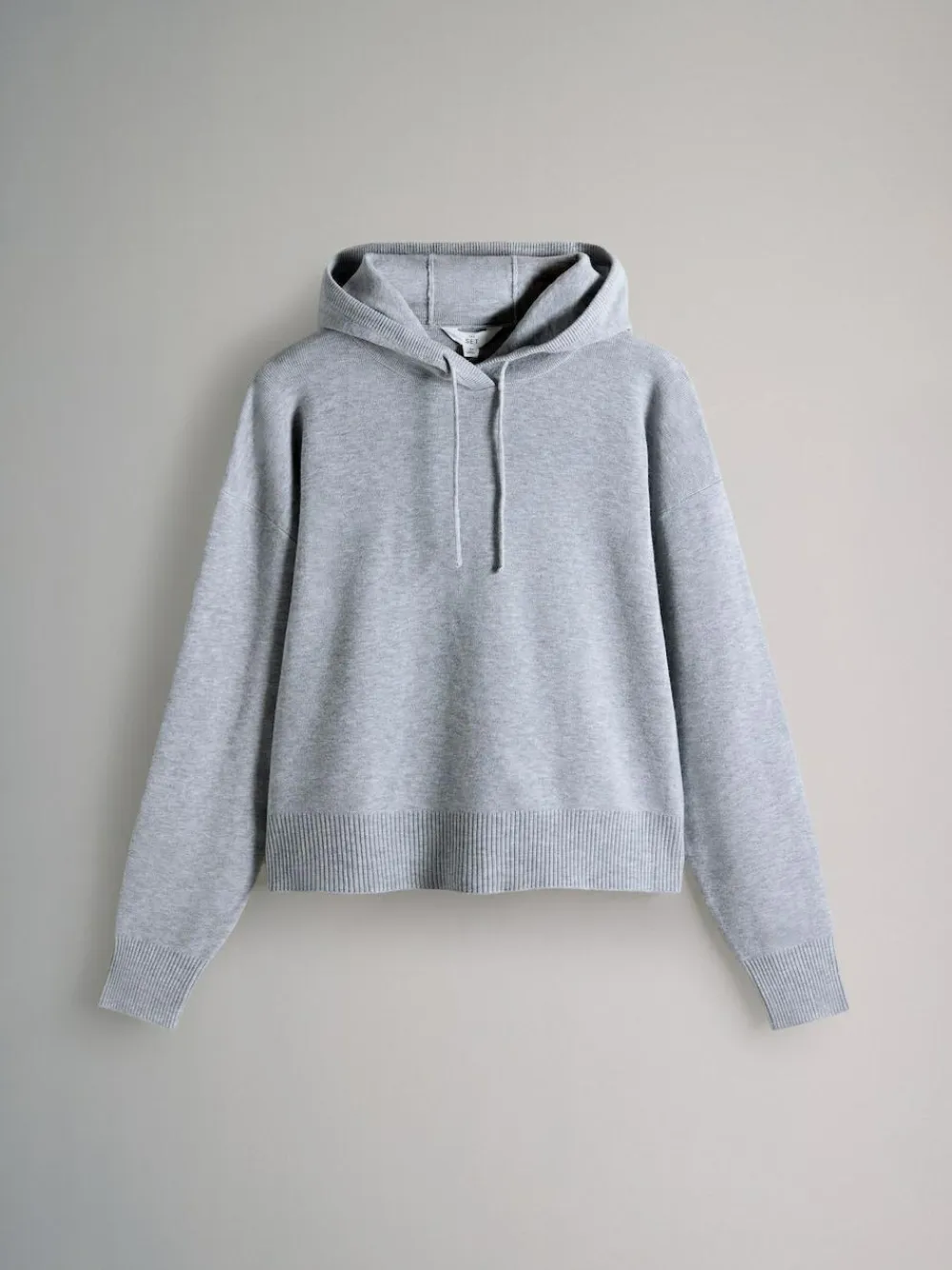 Discount The Set Knitted Ribbed Hoodie and Wide Leg Trouser Co-ord Light Grey Marl