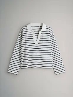 The Set Navy/Stone/Stripe 3 Pack Long Sleeve Heavyweight Rugby T-Shirts