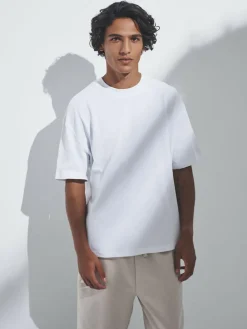 Hot The Set Oversized Fit 4 Pack Short Sleeve Cotton T-Shirts Navy/Blue/Brown/White