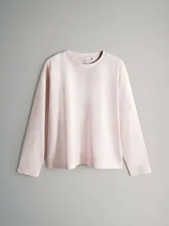 Discount The Set Relaxed Fit 4 Pack 100% Cotton Relaxed Long Sleeve T-Shirts Light Green/Pink/White/Stripe