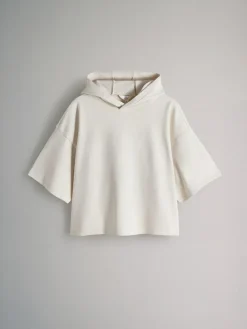 The Set Soft Touch Ribbed Sweat Hoodie And Shorts Set Cream^Women Shorts