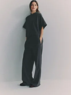 The Set Soft Touch Ribbed Sweat Hoodie And Joggers Set Grey