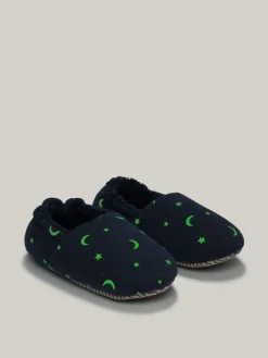 The White Company Blue Glow In The Dark Moon And Star Slippers^BOY Nightwear