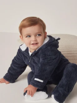 The White Company Blue Navy Fleece Romper^ Rompers & Overalls