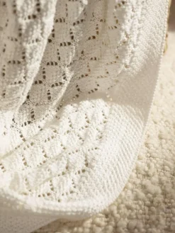 New The White Company Heirloom White Blanket