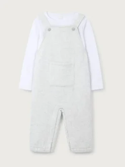 New The White Company White Quilted Dungaree & Top Set