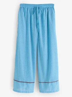 Their Nibs Blue Skinny Stripe Cotton Voile Oversized Long Pyjamas Set^Women Pyjamas