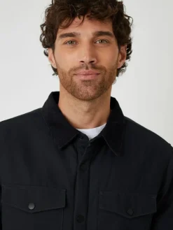 Discount Threadbare Borg Lined Shacket Black