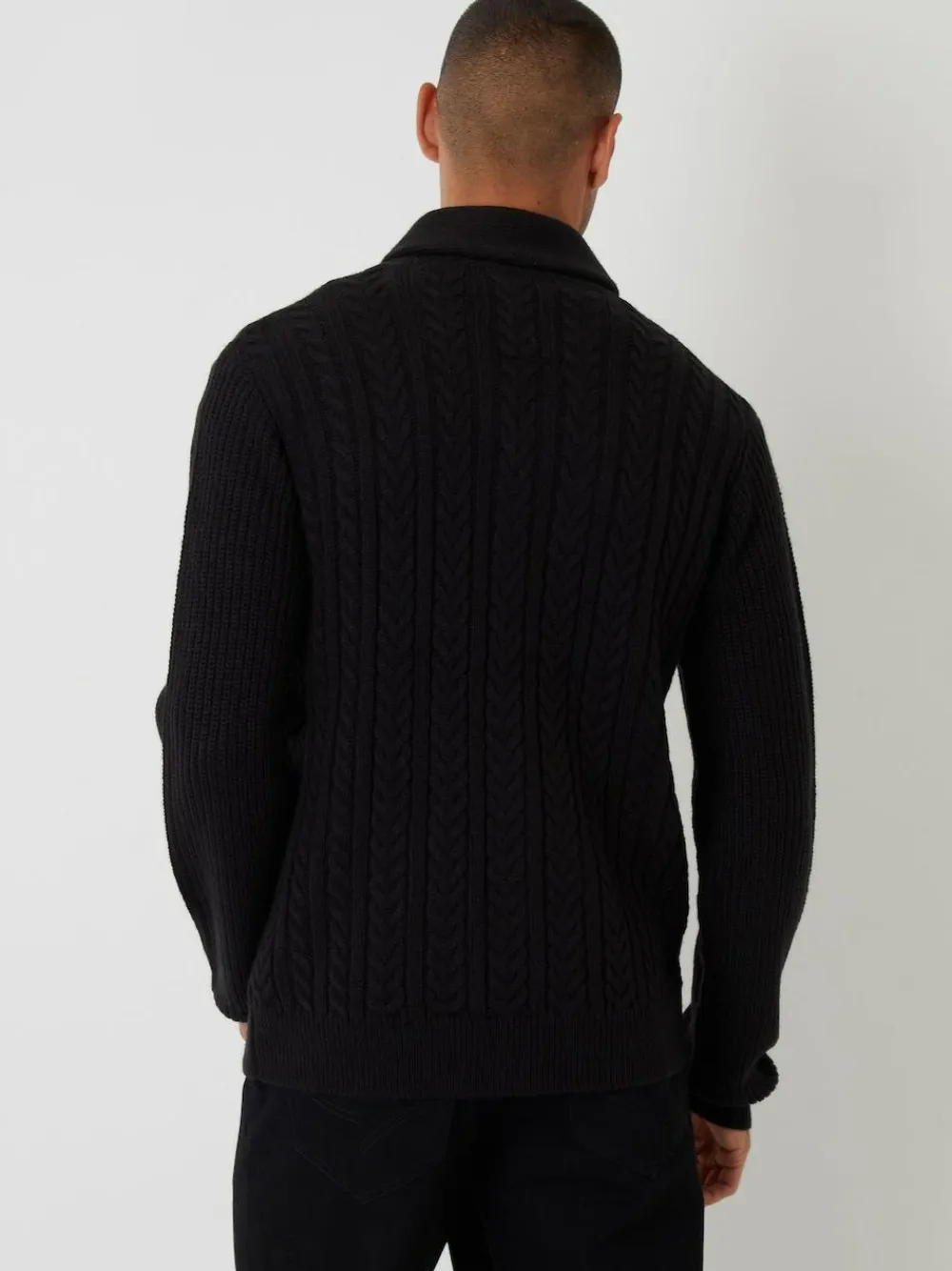 Discount Threadbare Cable Knit Shawl Collar Cardigan With Wool Black