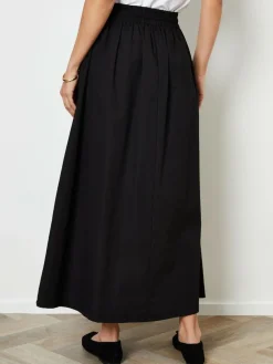 Threadbare Black Cotton Poplin Tie Waist Skirt with Pockets^Women Skirts
