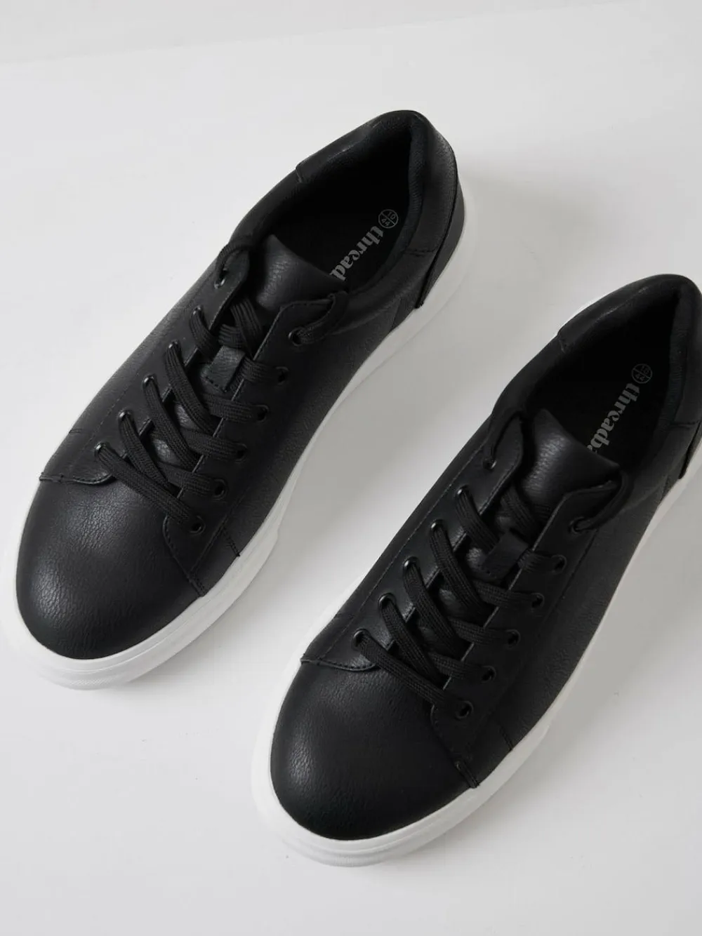 Threadbare Black Court Trainers^ Sneakers