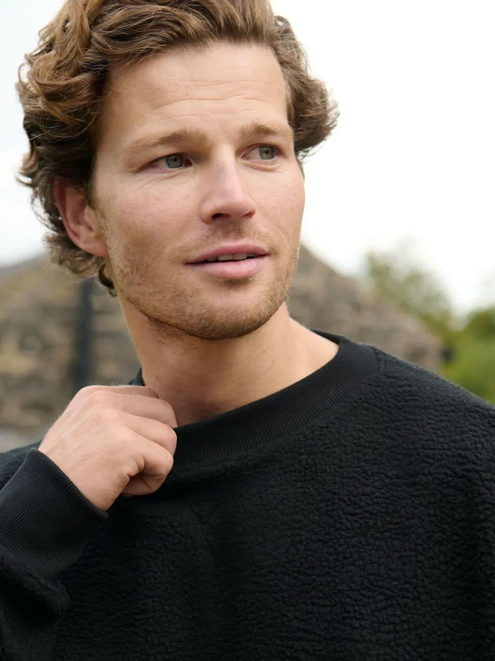 Clearance Threadbare Crew Neck Relaxed Fit Borg Sweatshirt Black