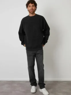 Clearance Threadbare Crew Neck Relaxed Fit Borg Sweatshirt Black