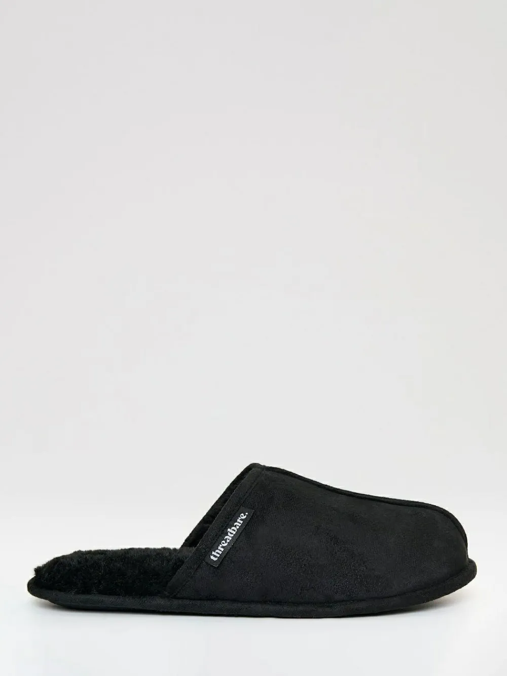 Online Threadbare Faux Fur Lined Slip On Mule Slippers Black