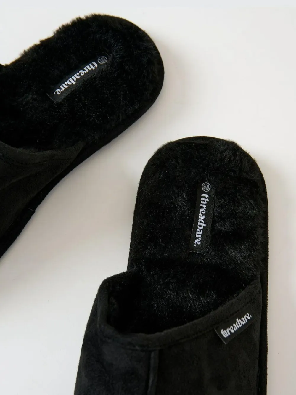 Online Threadbare Faux Fur Lined Slip On Mule Slippers Black