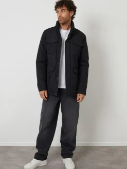 Sale Threadbare Black Funnel Neck Utility Coat