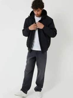 Hot Threadbare Black Microfleece Lined Hooded Lightweight Jacket
