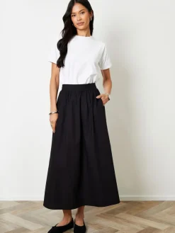 Threadbare Black Midi Skirt with Pockets^Women Skirts