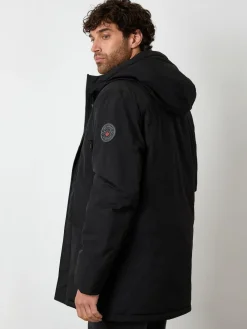 Online Threadbare Black Mock Inner Longline Utility Coat