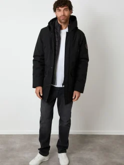 Online Threadbare Black Mock Inner Longline Utility Coat