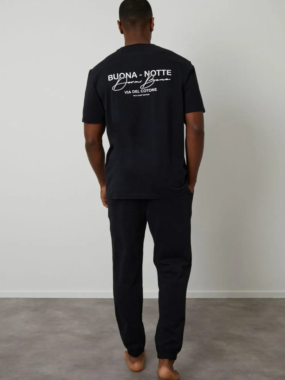 Outlet Threadbare Peached Cotton Graphic Lounge Set Black