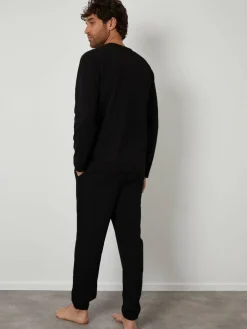 Hot Threadbare Peached Cotton Long Lounge Set Black