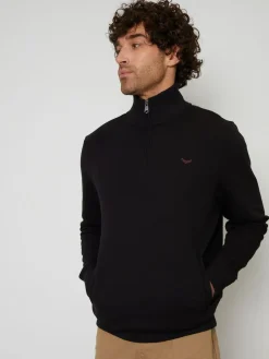 Threadbare Black Quarter Zip Neck Sweatshirt^ Sweatshirts & Hoodies|Sweatshirts & Hoodies