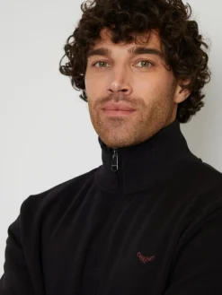 Threadbare Black Quarter Zip Neck Sweatshirt^ Sweatshirts & Hoodies|Sweatshirts & Hoodies