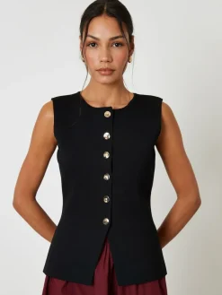 Threadbare Black Ribbed Knitted Waistcoat