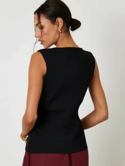 Threadbare Black Ribbed Knitted Waistcoat