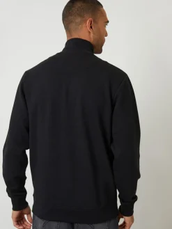 Threadbare Black Textured Quarter Zip Sweatshirt