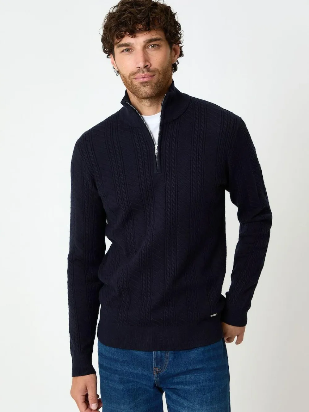 Threadbare Cable Knit Quarter Zip Jumper^ Knitwear|Knitwear