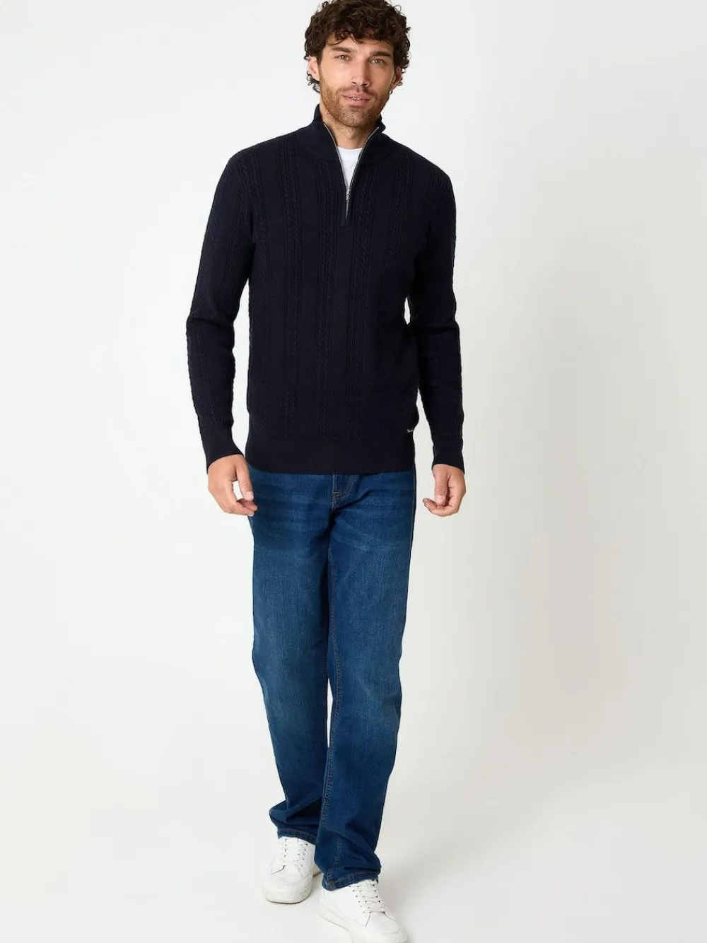 Threadbare Cable Knit Quarter Zip Jumper^ Knitwear|Knitwear