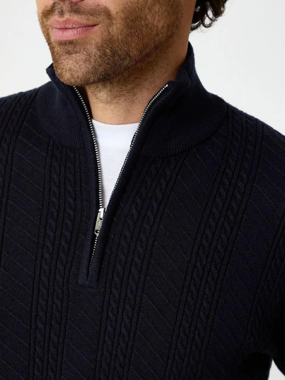 Threadbare Cable Knit Quarter Zip Jumper^ Knitwear|Knitwear