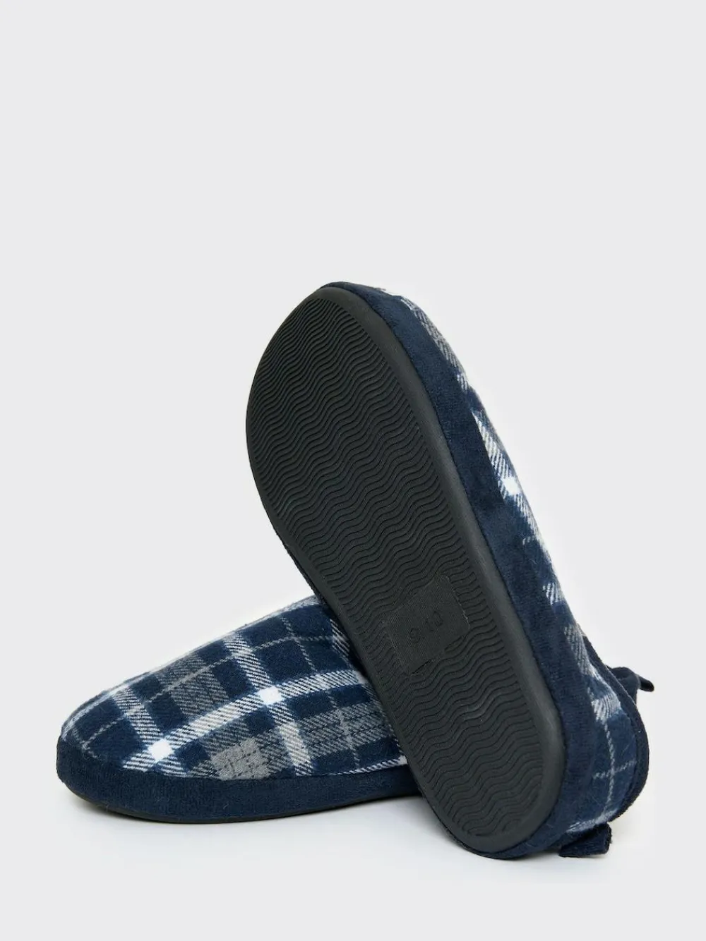 Best Threadbare Check Faux Fur Lined Mule Slippers Blue
