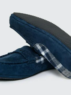 Threadbare Faux Suede Fabric Trim Moccasin Slippers^ Slippers|Slippers