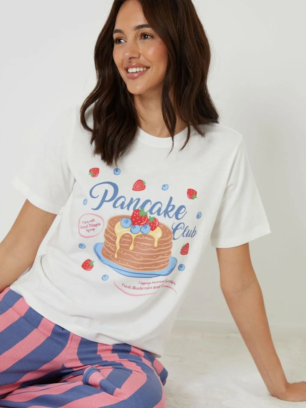 Threadbare Blue Graphic Print Short Sleeve Pyjamas Set^Women Pyjamas|All Night & Lounge