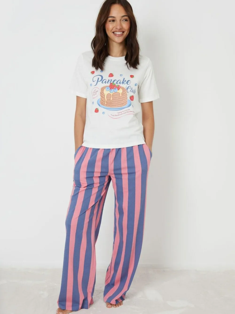 Threadbare Blue Graphic Print Short Sleeve Pyjamas Set^Women Pyjamas|All Night & Lounge