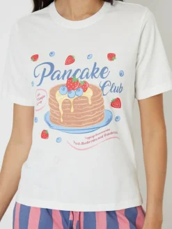 Threadbare Blue Graphic Print Short Sleeve Pyjamas Set^Women Pyjamas|All Night & Lounge