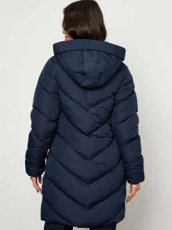 Discount Threadbare Hooded Padded Mid Length Jacket Blue